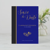 Elegant Deep Blue  Anthracite  Photo Save The Date Folie Uitnodiging (Staand Voorkant)
