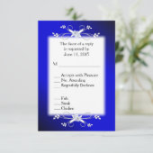 Elegant Deep Blue en Black RSVP met Menu (Staand voorkant)