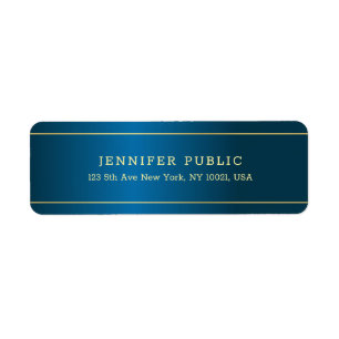 Elegant Deep Blue Gold Text Sjabloon Professional Etiket