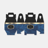 Elegant Deep Blue Marble and Gold Favor Box Bedankdoosjes (Uitgevouwen)