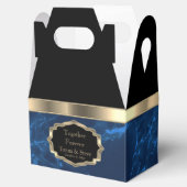 Elegant Deep Blue Marble and Gold Favor Box Bedankdoosjes (Geopend)