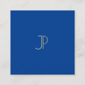 Elegant Deep Blue Modern Monogram Sjabloon Luxe Vierkante Visitekaartje (Voorkant)