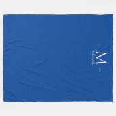 Elegant Deep Blue Monogram Sjabloon Grote Aangepas Fleece Deken (Voorkant (Horizontaal))