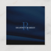 Elegant Deep Blue Monogram Vierkante Visitekaartje (Voorkant)