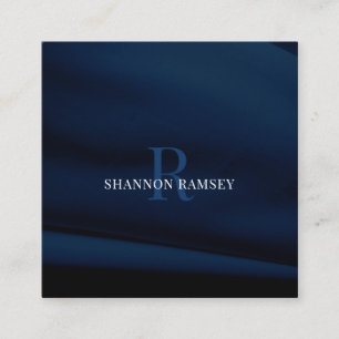 Elegant Deep Blue Monogram Vierkante Visitekaartje