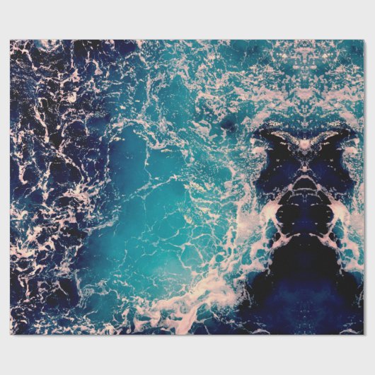 Elegant Deep Blue Ocean Waves Achtergrond Cadeaupapier (Vlak)