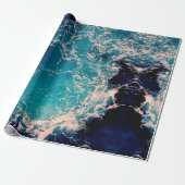 Elegant Deep Blue Ocean Waves Achtergrond Cadeaupapier (Uitgerold)