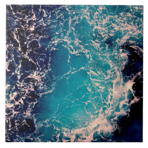 Elegant Deep Blue Ocean Waves Achtergrond Tegeltje