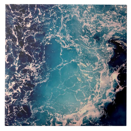 Elegant Deep Blue Ocean Waves Achtergrond Tegeltje (Voorkant)