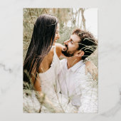 Elegant Deep Blue Photo Wedding Persoonlijk Folie Uitnodiging (Achterkant)