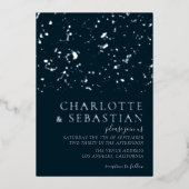 Elegant Deep Blue Photo Wedding Persoonlijk Folie Uitnodiging (Voorkant)