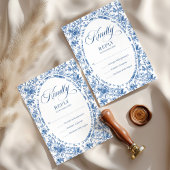 Elegant Deep Blue Roses French Toile RSVP Kaartje