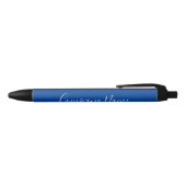 Elegant Deep Blue White Script Company Name Phone Zwarte Inkt Pen (Bovenkant)