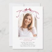 Elegant Deep Blush Bow Graduation Party Arch Photo Kaart (Voorkant)