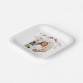 Elegant Deep Blush Ribbon Bow Graduation Photo Papieren Bordje (Gebogen)