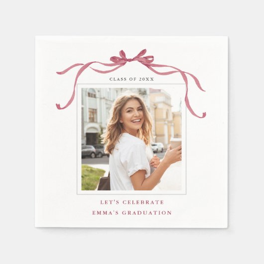 Elegant Deep Blush Ribbon Bow Graduation Photo Servet (Voorkant)