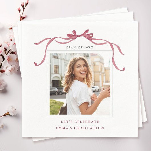 Elegant Deep Blush Ribbon Bow Graduation Photo Servet