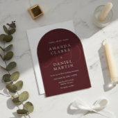 Elegant Deep Burgendy Wedding Arch Monogram Kaart