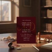 Elegant Deep Burgendy Wedding Monogram Initials  Kaart