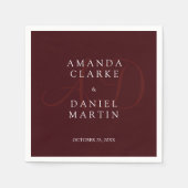 Elegant Deep Burgendy Wedding Monogram Initials Servet (Voorkant)