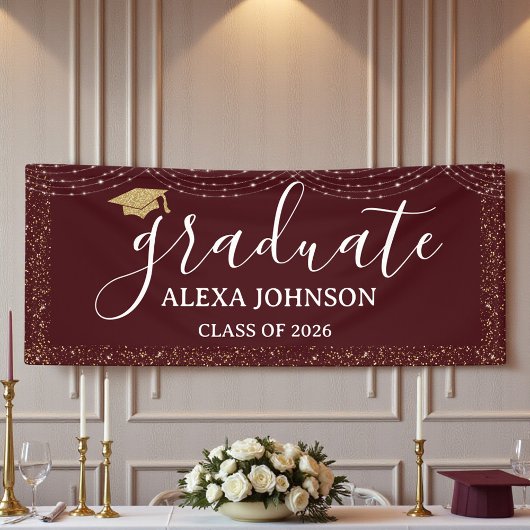 Elegant Deep Burgundy Class Of 2026 Graduate Spandoek