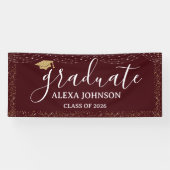 Elegant Deep Burgundy Class Of 2026 Graduate Spandoek (Horizontaal)