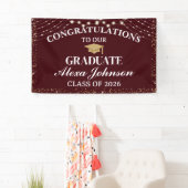 Elegant Deep Burgundy Class Of 2026 Graduation Spandoek (Insitu)