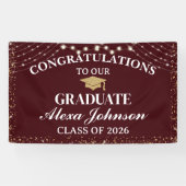 Elegant Deep Burgundy Class Of 2026 Graduation Spandoek (Horizontaal)
