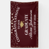Elegant Deep Burgundy Class Of 2026 Graduation Spandoek (Verticaal)