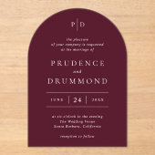 Elegant Deep Burgundy Classic Wedding Acryl Uitnodigingen (Voorkant)