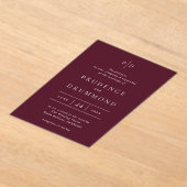 Elegant Deep Burgundy Classic Wedding Acryl Uitnodigingen (Laagn)