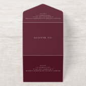 Elegant Deep Burgundy Classic Wedding All In One Uitnodiging (Buiten)