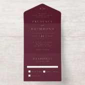 Elegant Deep Burgundy Classic Wedding All In One Uitnodiging (Binnenkant)