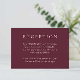 Elegant Deep Burgundy Classic Wedding Informatiekaartje