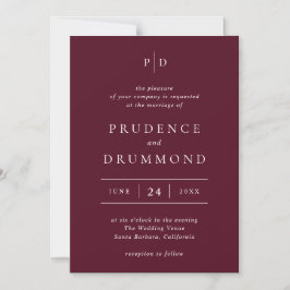 Elegant Deep Burgundy Classic Wedding Magnetische Uitnodiging