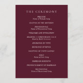 Elegant Deep Burgundy Classic Wedding Programmakaart (Achterkant)