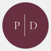 Elegant Deep Burgundy Classic Wedding Ronde Sticker (Voorkant)