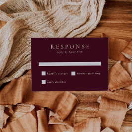 Elegant Deep Burgundy Classic Wedding RSVP Kaartje