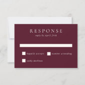 Elegant Deep Burgundy Classic Wedding RSVP Kaartje (Voorkant)