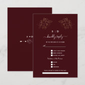 Elegant Deep Burgundy Gold Song Request Wedding RSVP Kaartje (Voorkant / Achterkant)