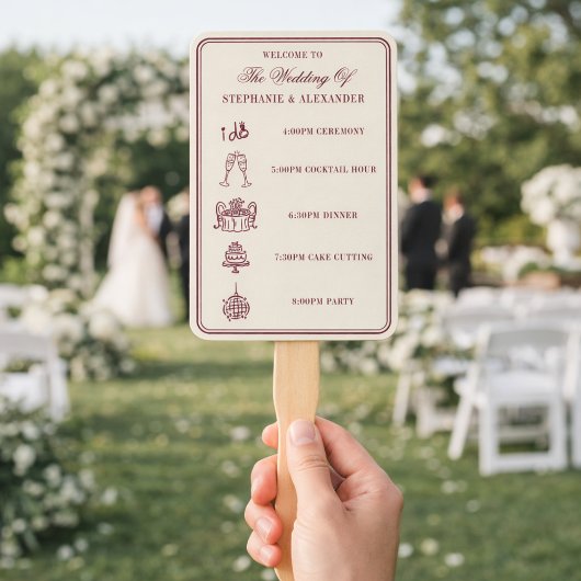 Elegant Deep Burgundy & Ivory Wedding Program  Handwaaier