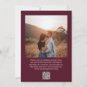Elegant Deep Burgundy QR Code Classic Wedding Kaart (Achterkant)