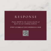Elegant Deep Burgundy QR Code Classic Wedding RSVP Kaartje (Voorkant)