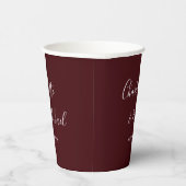 Elegant Deep Burgundy Script Minimalist Wedding Papieren Bekers (Rechts)