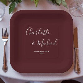 Elegant Deep Burgundy Script Minimalist Wedding Papieren Bordje