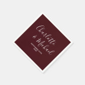 Elegant Deep Burgundy Script Minimalist Wedding Servet (Hoek)