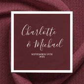 Elegant Deep Burgundy Script Minimalist Wedding Servet