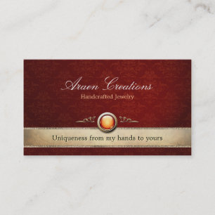 Elegant  Deep Cherry Damask Pattern Jewelry Visitekaartje