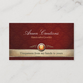 Elegant  Deep Cherry Damask Pattern Jewelry Visitekaartje