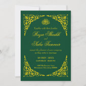 Elegant Deep Emerald Islamic Wedding Kaart (Voorkant)